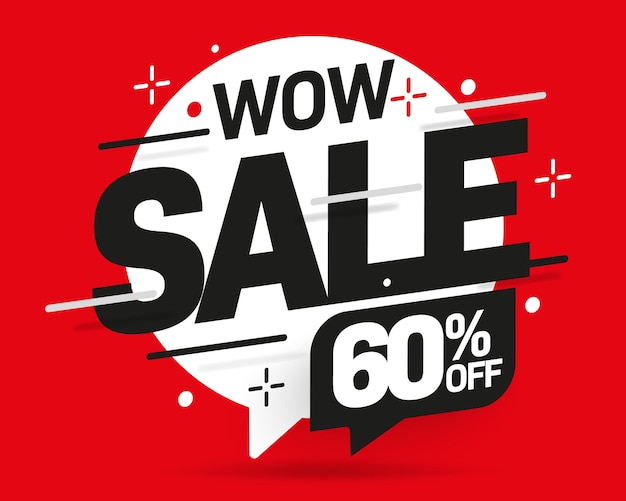 Vector wow sale 60 percent off discount sticker template