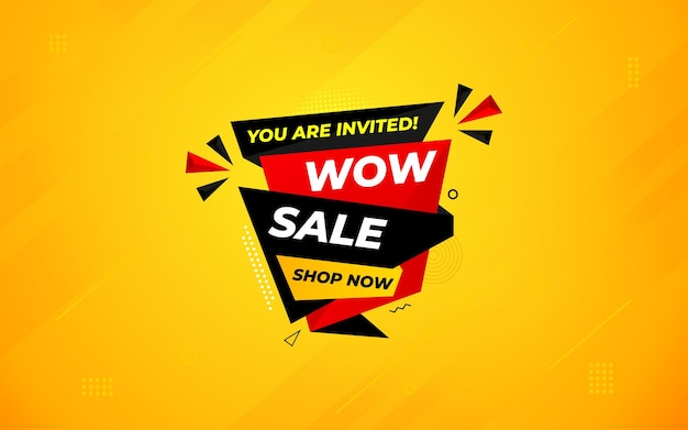 Wow sale banner template with special offer tag Website header advertising shop store offer tag