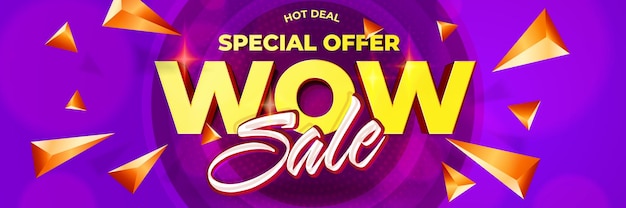 Vettore banner di vendita wow con promozione di offerte speciali