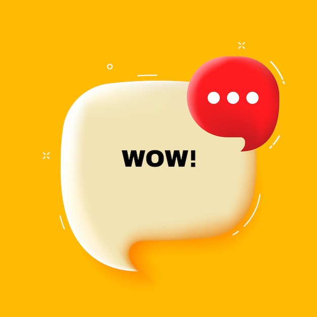 Wow speech bubble с текстом wow 3d иллюстрация стиль поп-арта значок векторной линии для бизнеса и рекламы