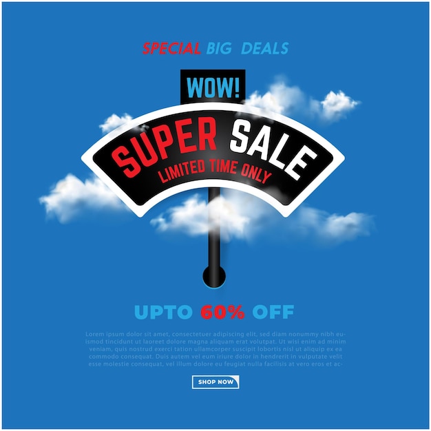 Vettore wow offerta speciale per banner super saldi