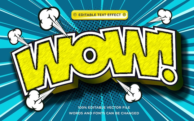 Vector wow text effect style comic editable promotion style 3d font graphic pencil style