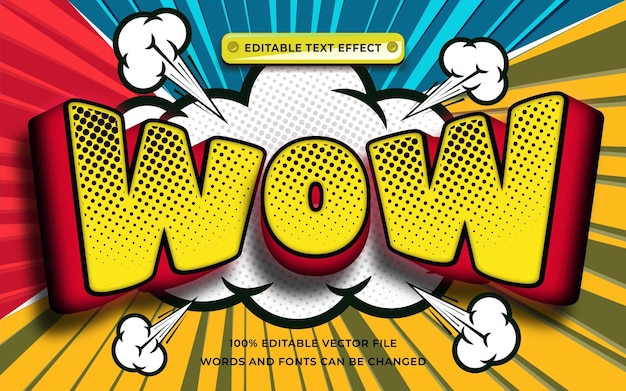 Vector wow text effect style comic editable style 3d font graphic