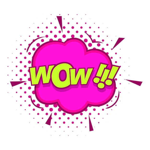 Wow text sound effect icon pop art illustration of wow text sound effect vector icon for web