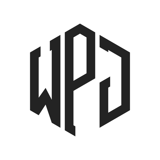 WPJ Logo Design Initial Letter WPJ Monogram Logo using Hexagon shape