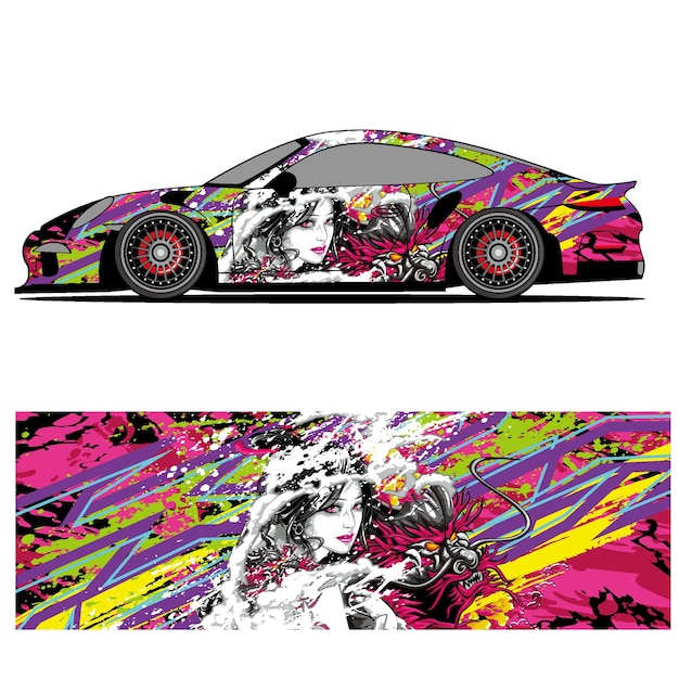 Wrap car design vector abstract vinyl sticker printing