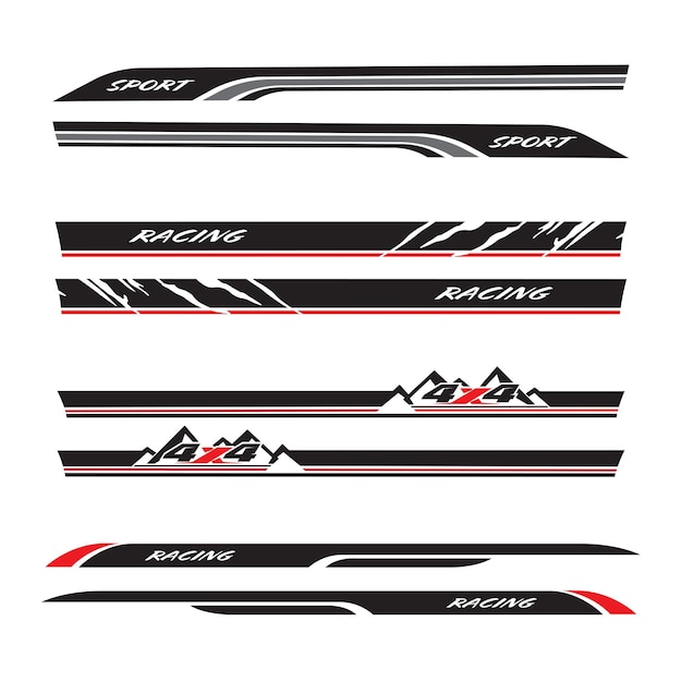 Wrap Design For Car vectors Sports stripes car stickers black color Racing decals for tuning_20230429
