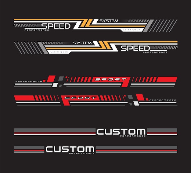 Wrap Design For Car vectors Sports stripes car stickers black color Racing decals for tuning V4_20230428