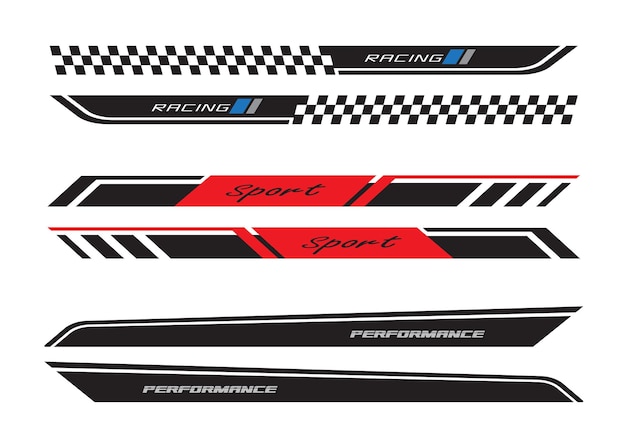 Wrap Design For Car vectors Sport strepen auto stickers zwarte kleur Racing decals voor tuning