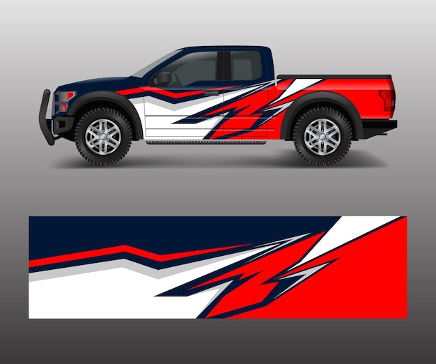 Wrap grafisch ontwerp vector voor off-road vrachtwagen abstracte sportieve en avontuurlijke race achtergrond volledige vector eps 10