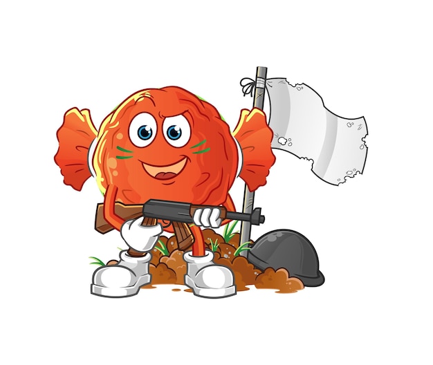 Wrapped candy army character. cartoon mascot vector