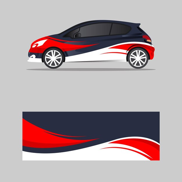 Wrapping car decal modern wave red design vector