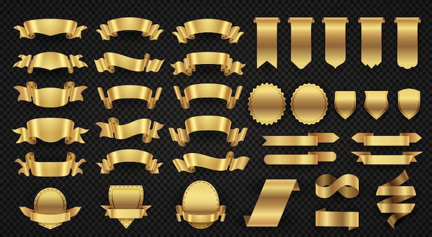 Vector wrapping gold banner ribbons