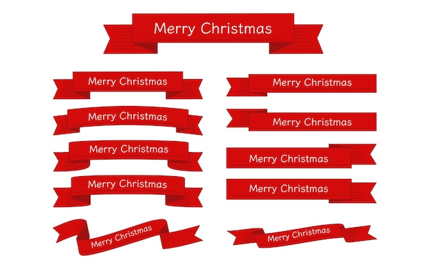 Wrapping ribbon set with Merry Christmas text simple red