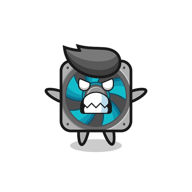 Wrathful expression of the computer fan mascot character , cute style design for t shirt, sticker, logo element