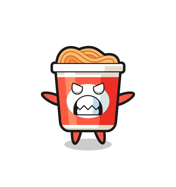 Wrathful expression of the instant noodle mascot character