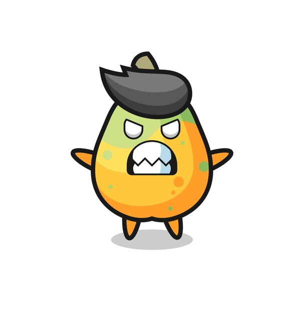 Wrathful expression of the papaya mascot character