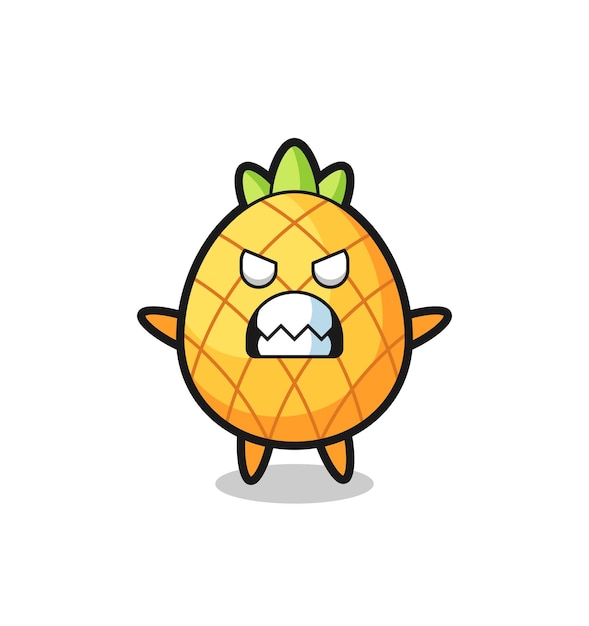 Wrathful expression of the pineapple mascot character  