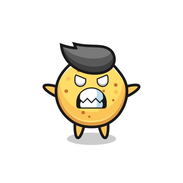 Wrathful expression of the potato chip mascot character , cute design