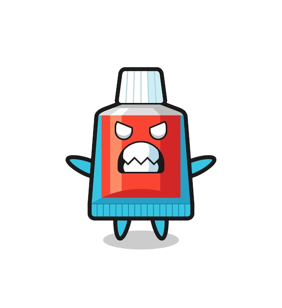 Wrathful expression of the toothpaste mascot character