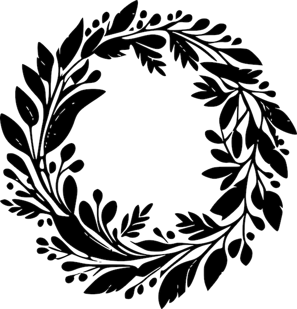 Wreath Black and White Vector illustration