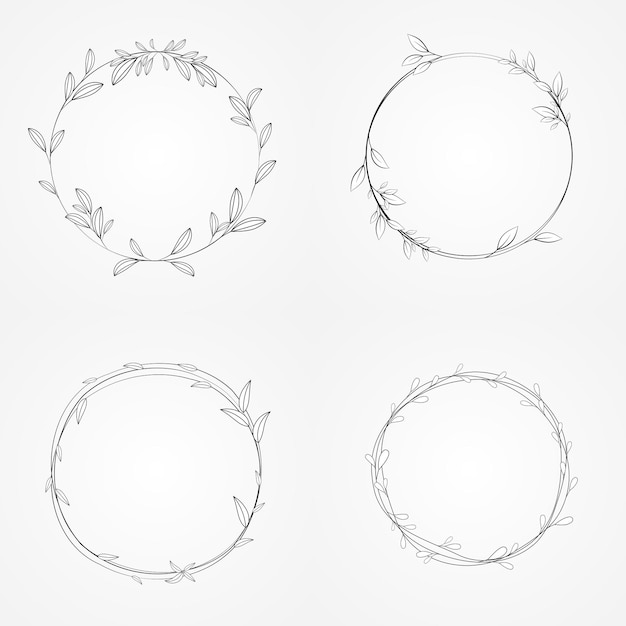 Vector wreath botanical frame circle set vector