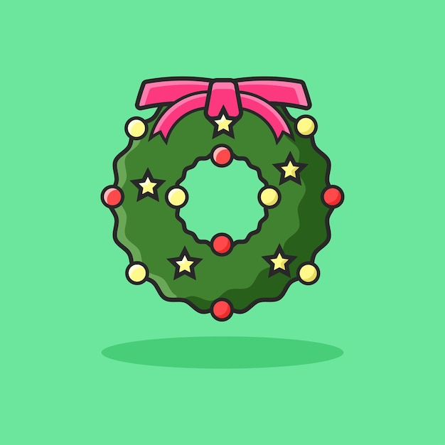 Wreath Christmas Icon Vector Simple