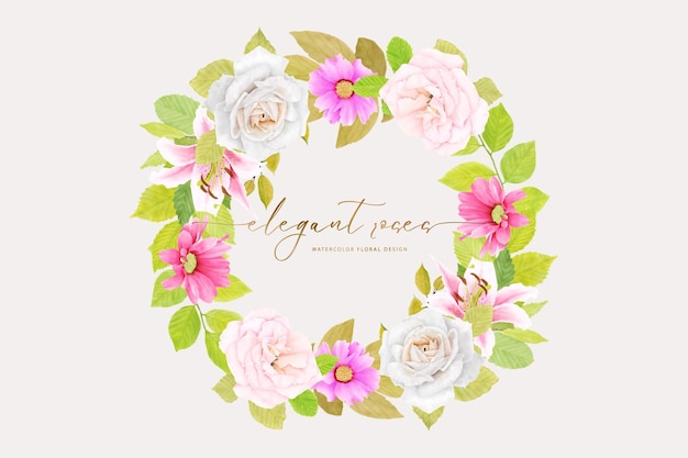 wreath floral and leaves ornament illustration