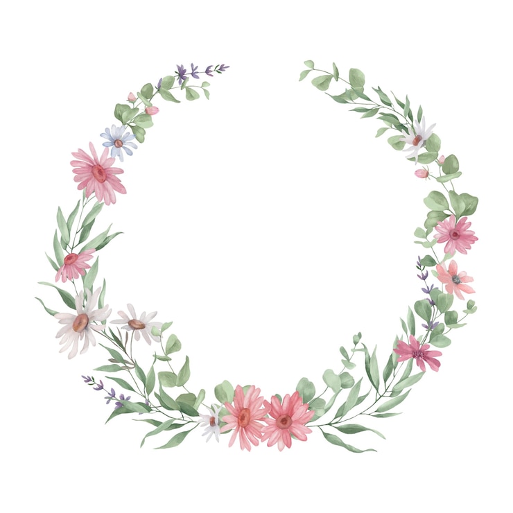 Vector a wreath of flowers and leaves with the letter c in the middle