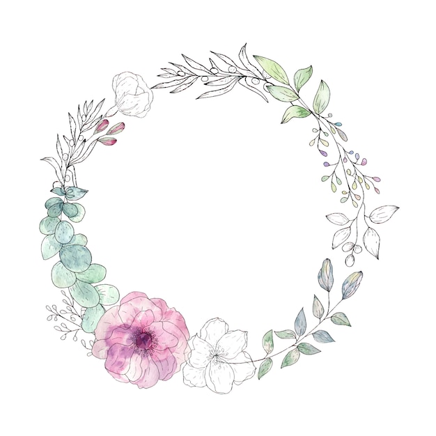 Wreath of flowers and leaves