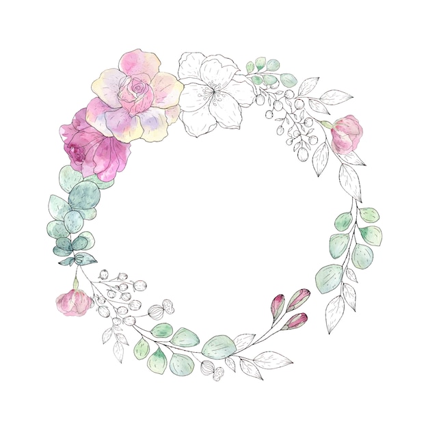 Wreath of flowers and leaves