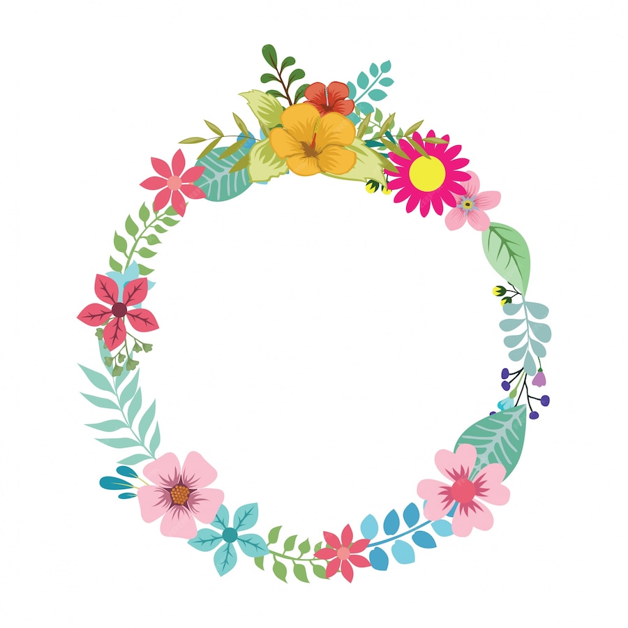 Premium Vector | Wreath frame floral flowers