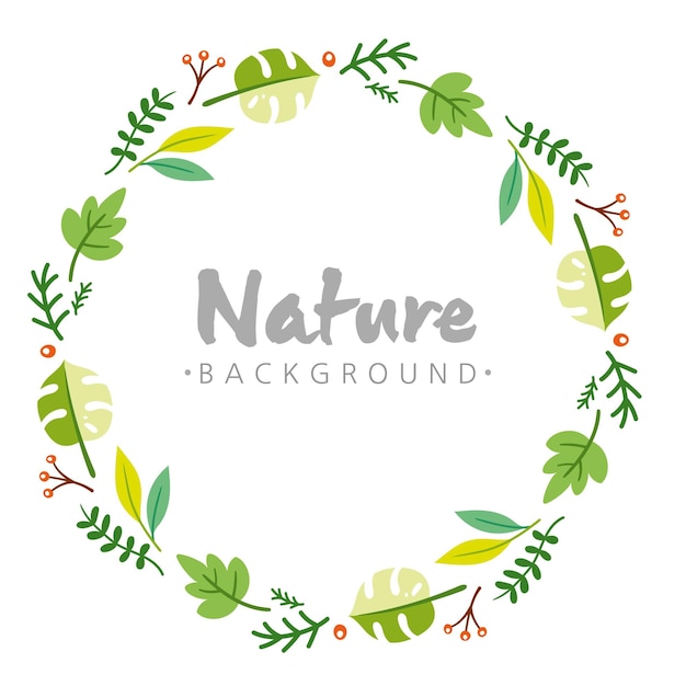 Vector wreath frame of leaves vector illustration