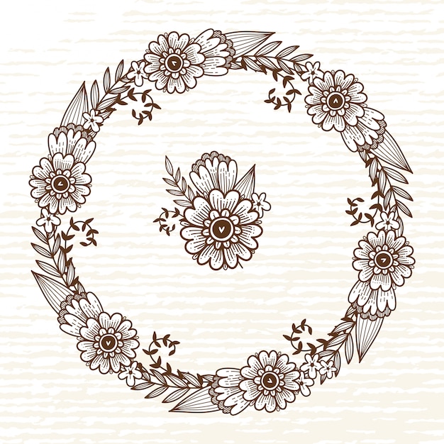 Vector wreath from field flowers