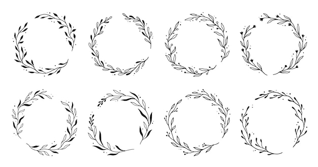 Wreath leaf circle border frame