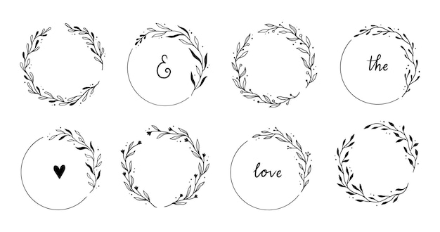 Wreath leaf circle border frame