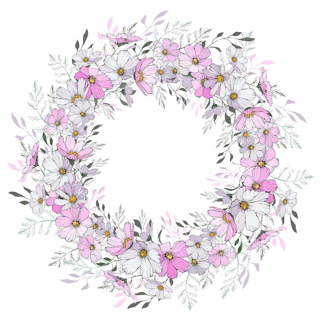 Wreath of light pink and white flowers