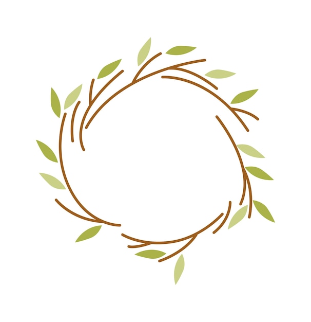 Vector wreath of tree twigs flat icon