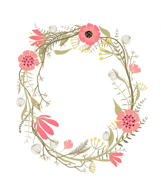 Vector wreath with flowers decoration