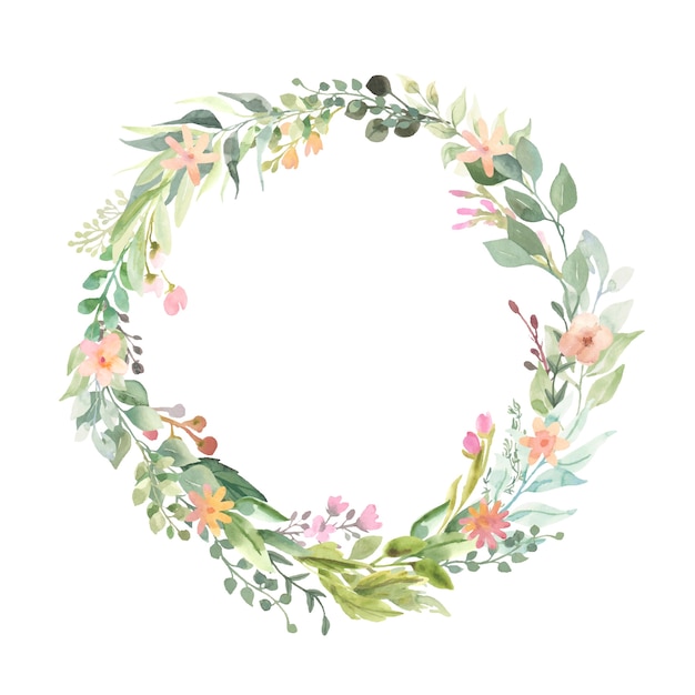 Vector wreath with pink flower bouquets.