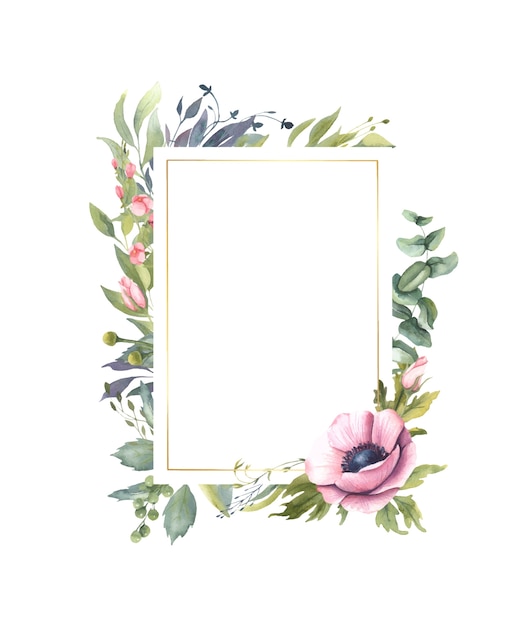 Vector wreath with pink flower bouquets.