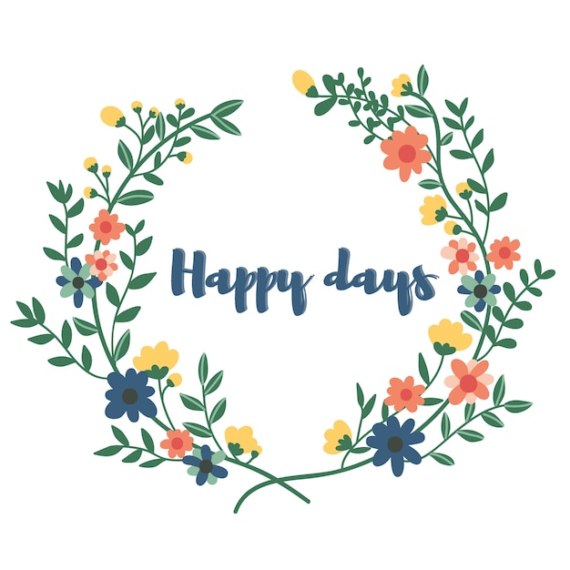 Vector wreath with quote happy days