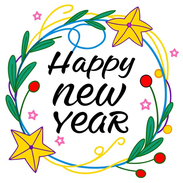 Vector a wreath with the words happy new year on it