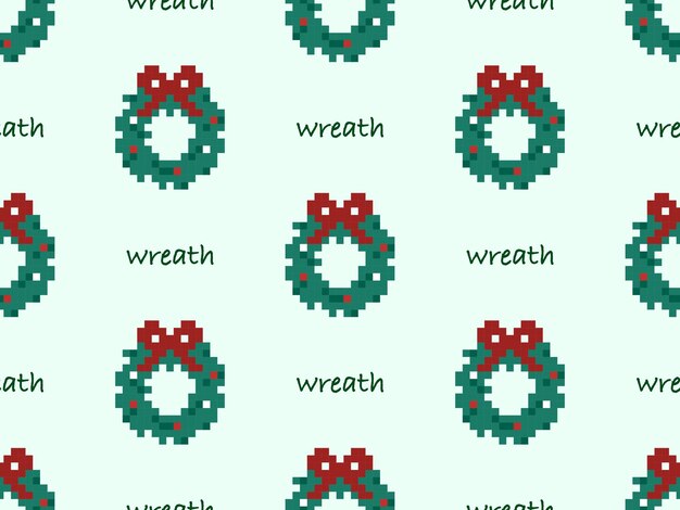 Wreaths cartoon character seamless pattern on green background