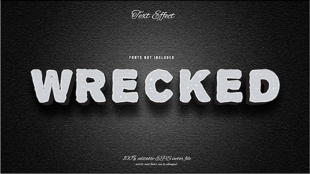 Wrecked text effect design vector editable text effect