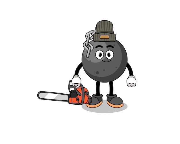 Wrecking ball illustration cartoon as a lumberjack