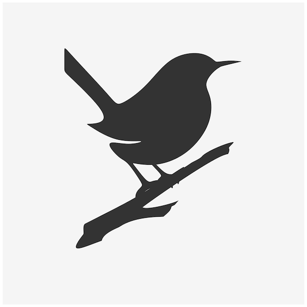 Wren silhouette bird logo design