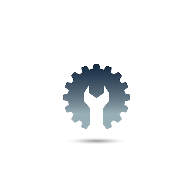 Wrench and cogwheel gear logo icon setup vector illustration