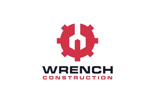 Vector wrench construction equipment logo design