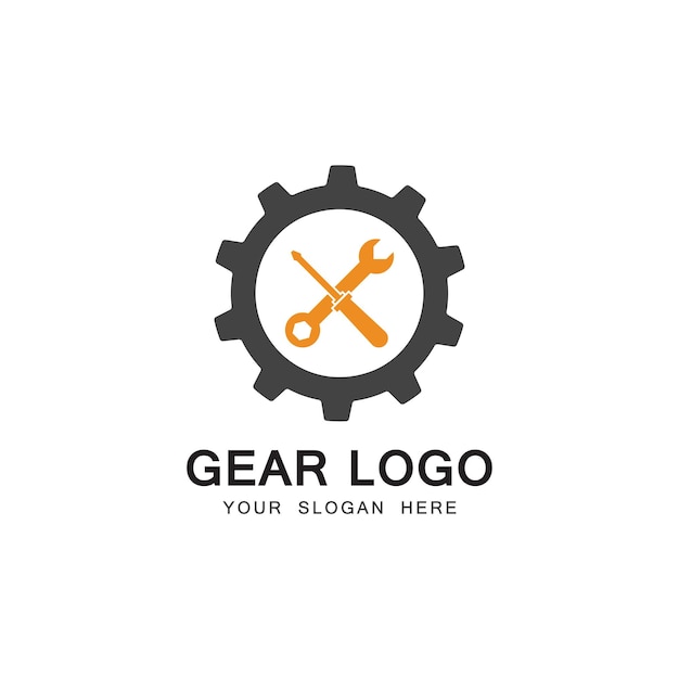 Wrench and gear cogwheel icon vector flat design